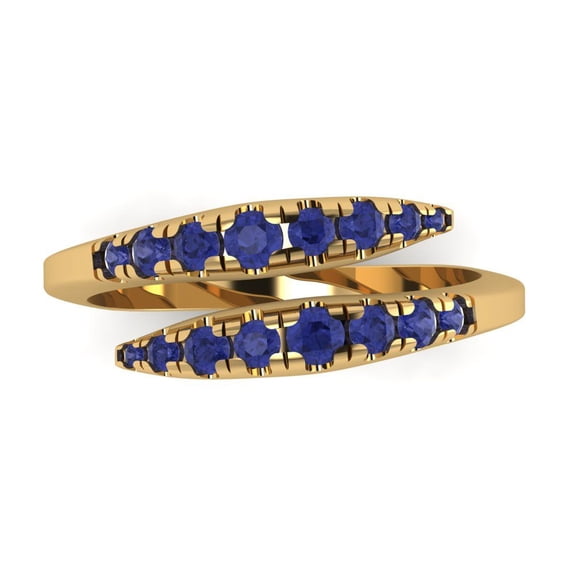 0.235 ctw Wedding Band for Women - 18K Yellow Gold Simulated Tanzanite Stackable Eternity Ring