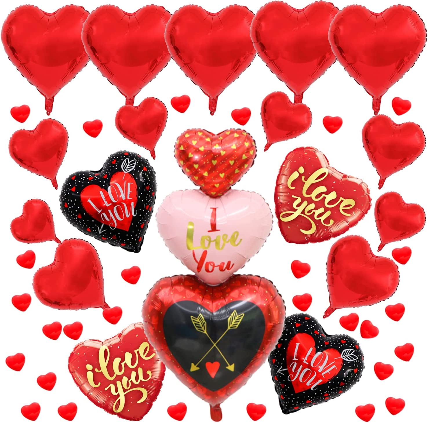 Red Lip & Heart Balloons - Valentine's Day Decoration Kit (13 Pieces) For Parties, Proposals, Backdrops