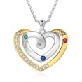 thumbnail image 2 of Mementos Personalized Rhodium Plated Brass Family Necklace for Women(Mom) with 3 Birthstones Names, 2 of 7