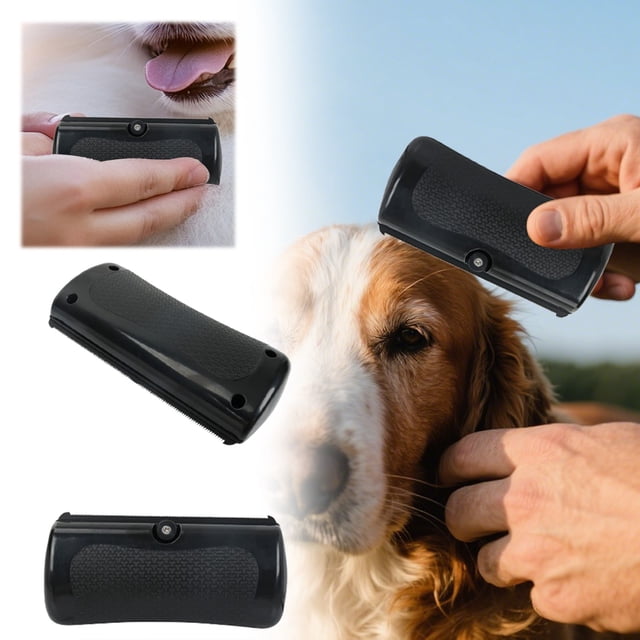 Cepillo multiuso para el aseo de mascotas: cerdas metálicas, mango ergonómico, diseño para colgar; para gatos, perros y caballos; control de la muda; TPR duradero