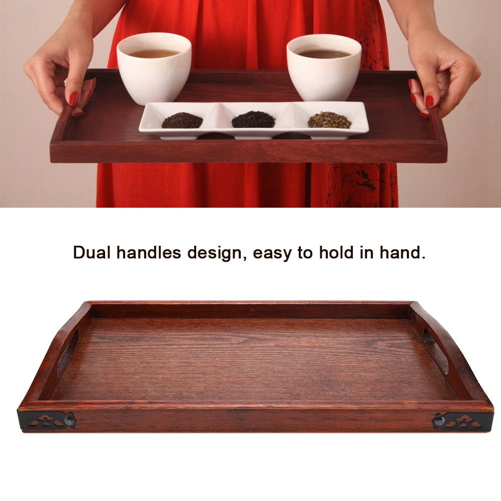 LYUMO Wooden Serving Tray, Home Hotel Serving Tray Plate for Tea Set