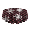 thumbnail image 5 of Red and Black Checkered Christmas Snowflake Pattern Round Tablecloth 60"x60",Wrinkle Wipeable Table Cloth for Kitchen Dining Room Picnic Patio Party, 5 of 6