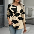 thumbnail image 6 of Sakmal Business Casual Womens Blouses Button Down Beige Shirts Henley Floral 3/4 Sleeve Tops for Women, 6 of 9