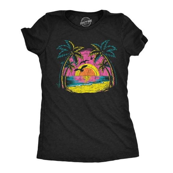 Womens Funny T Shirts Neon Shore Awesome Vacation Graphic Novelty Beach Tee For Ladies Womens Graphic Tees