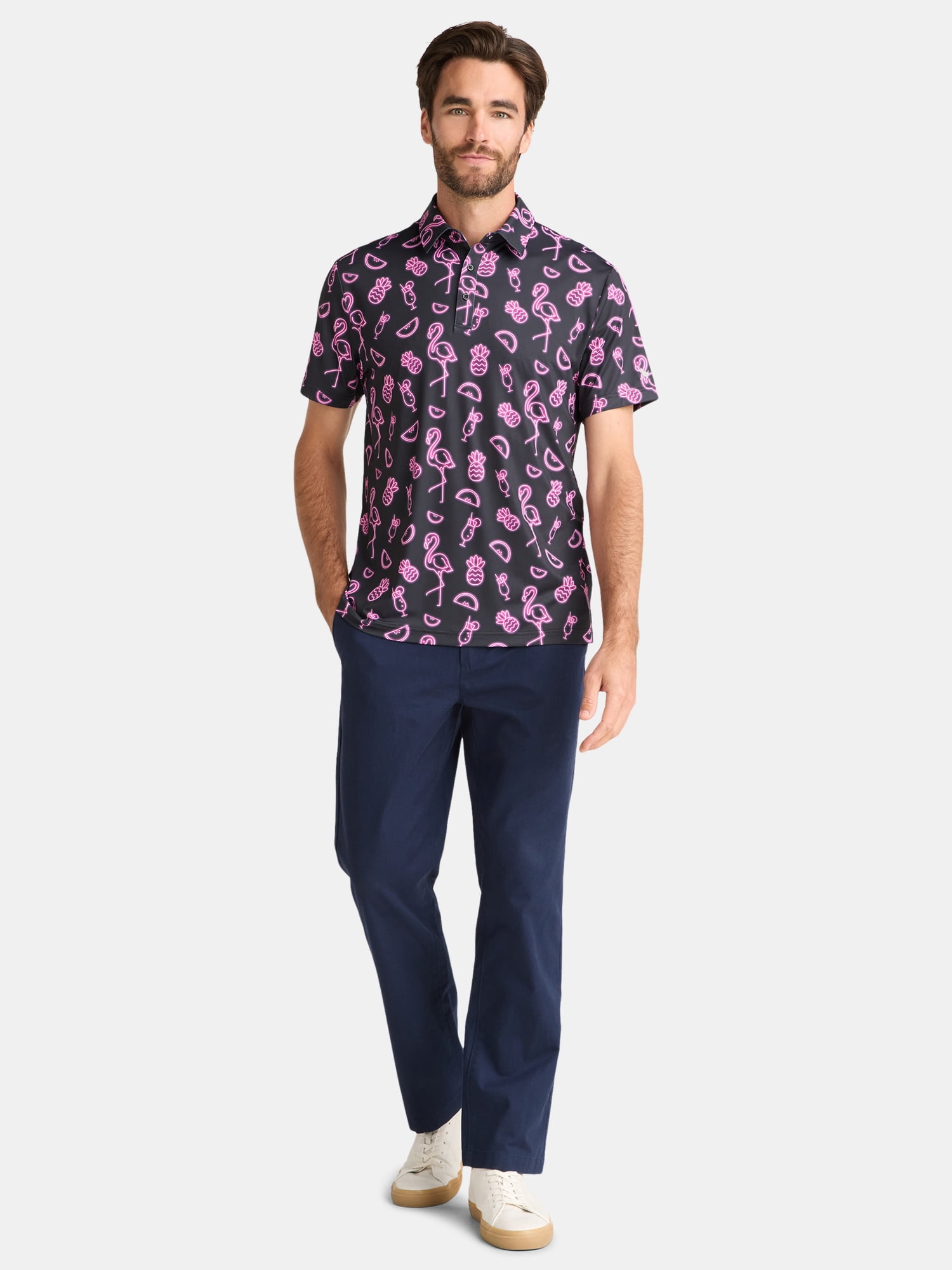 Birdie Bound Men's Novelty Print Golf Polo Shirt, Sizes S-3XL