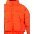 thumbnail image 3 of A2Y Women's Cropped Zipper Puffer Jacket Orange M, 3 of 4