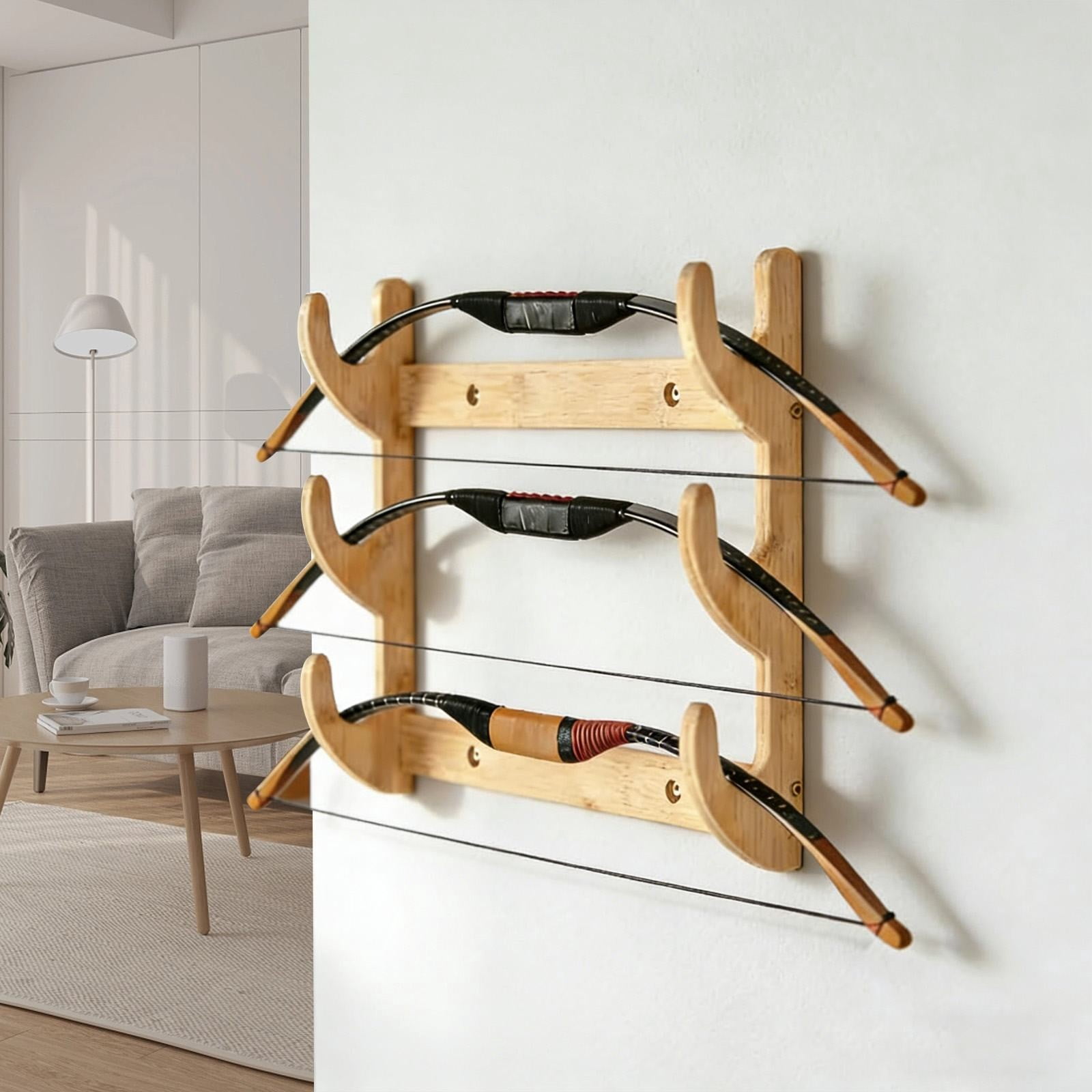 BinKFF Bow Rack Wall Mount Wooden Bow Hanger Bow Hook Wall Mount Bow Storage Rack Universal Bow Holder Stand for Recurve Compound Bow Longbow Shop Display Bow - Not Bow