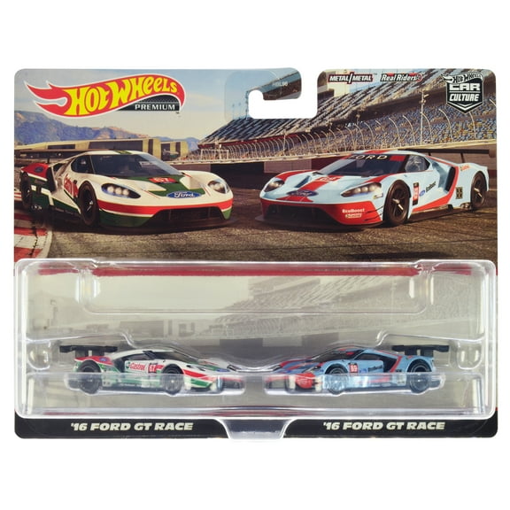 2016 Ford GT Race #67 White w/Green and Red & 2016 #69 Light Blue Met w/Orange Set of 2 Cars Diecast Model Cars by Hot Wheels