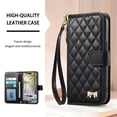 thumbnail image 6 of For Apple iPhone 17 Pro Max Wallet  Phone Case-PU Leather  Bowknot Magnetic Flip Cover with Card Slots,Zipper Pocket & Detachable Wrist Strap,Shockproof,Black,For iPhone 17 Pro Max, 6 of 8