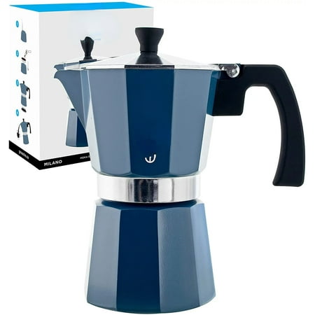 

Hot sell Milano Stovetop Espresso Maker Moka Pot 6 Espresso Cup - 9.3 oz Blue - Expresso Coffee Maker Stove top Coffee Maker Moka Italian Espresso greca Coffee Maker Brewer Percolator