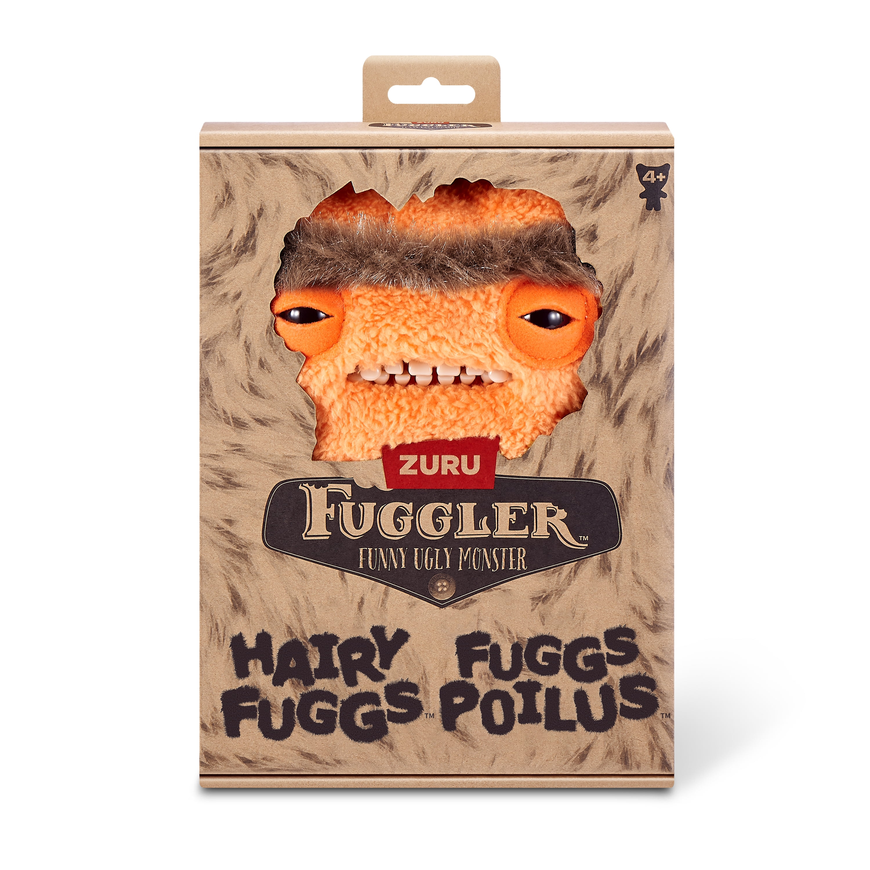 Fuggler Hairy Fuggs 9-inch Series 1 (Munch Munch - Mono - Orange) by ZURU, Funny Ugly Monster Plush Toy