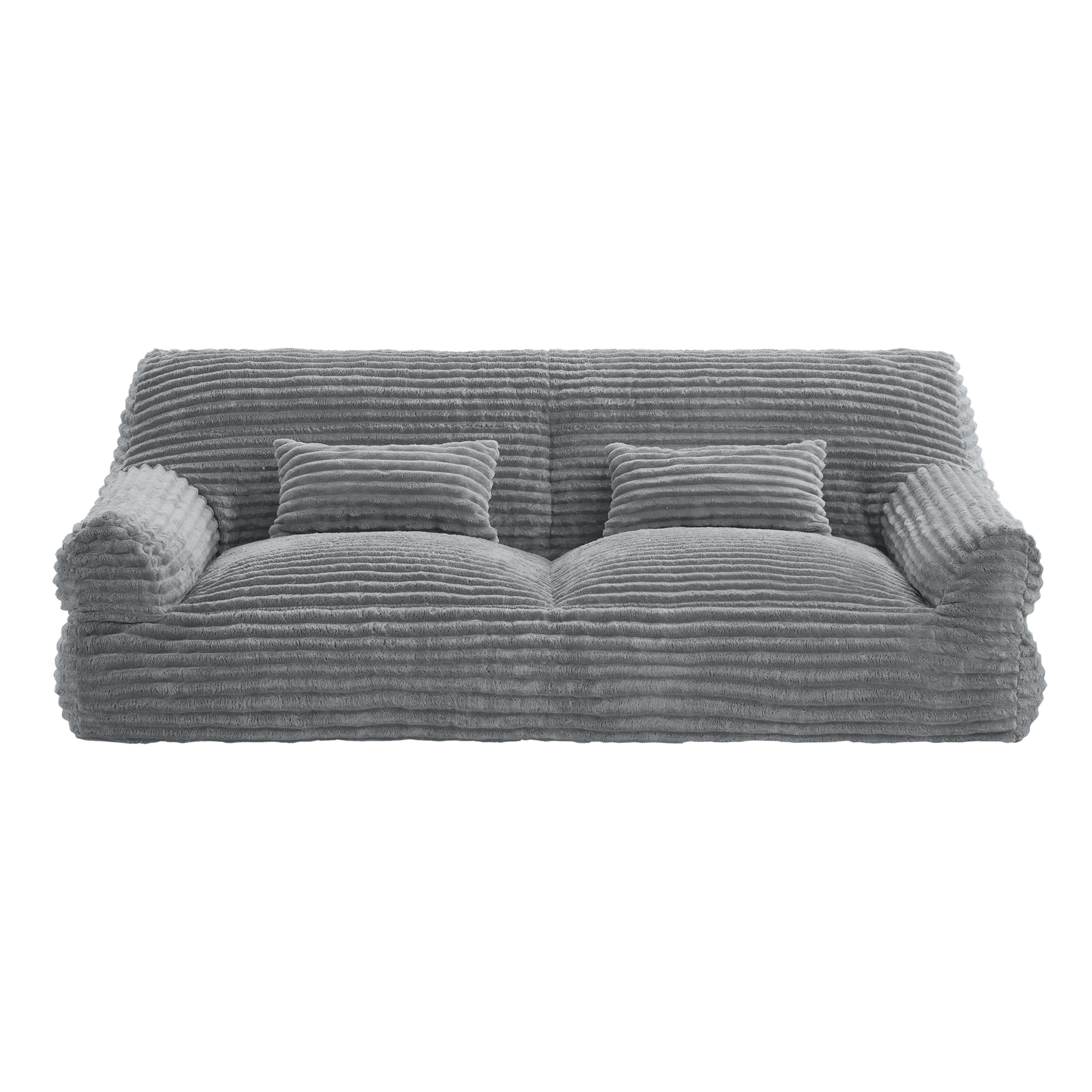 Spruce & Spring Ultra-Plush Fleece Lazy Sofa with Pillow & Blanket, Cozy Bean Bag Loveseat for Living Room & Bedroom, Dark Gray
