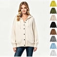 thumbnail image 2 of Women’s Hooded Button Down Knit Cardigan, Long Sleeve Knit Outerwear Sizes S-3XL, 2 of 3
