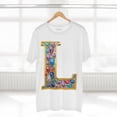 thumbnail image 4 of Letter L Graphic Design Tee Unisex 100 Cotton With Antique Gold Letters Artwork T-Shirt, 4 of 18