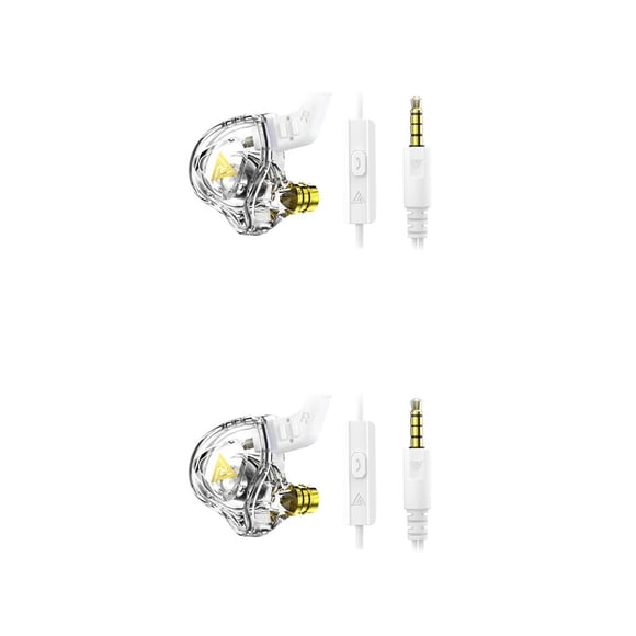 Seitruly Auriculares HIFI de 3,5mm, tapones para los oídos de silicona, auriculares electrónicos con bobina móvil, sonido estéreo, ordenador deportivo Blanco 2piezas