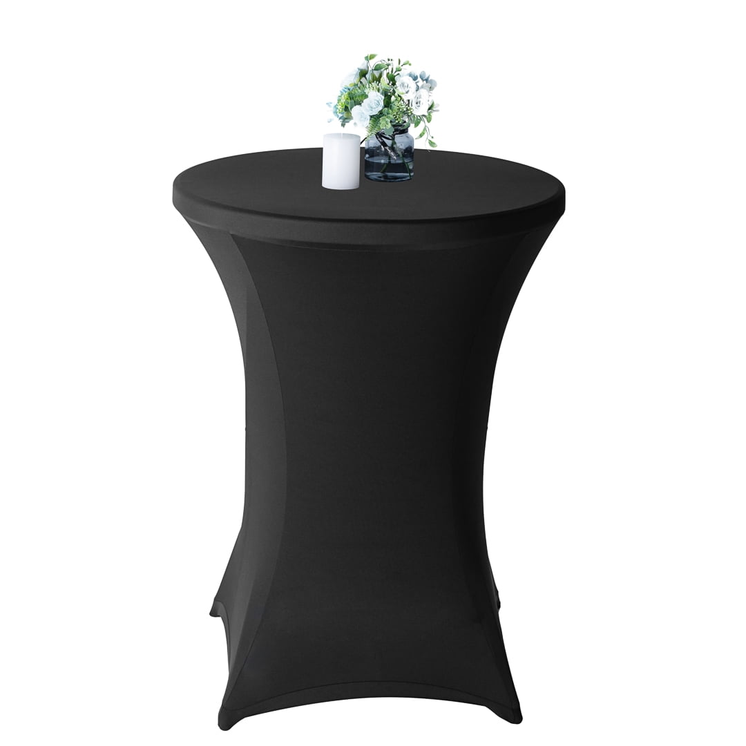 Table Tek Round Black Spandex Table Cover Bar Height 32" 10 count