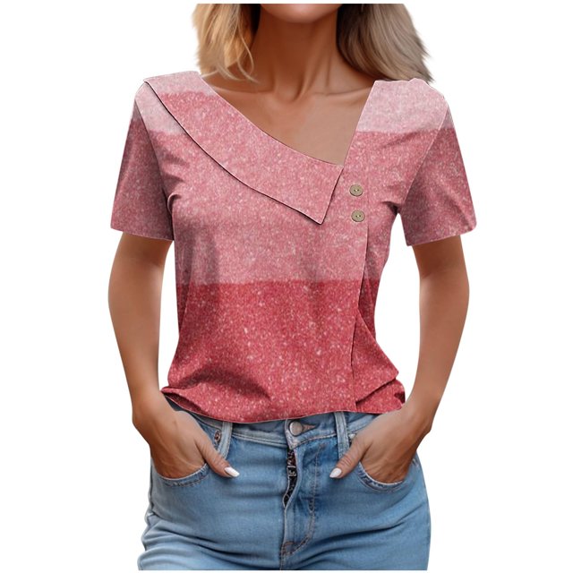 Blouses pour Femmes T-Shirt à Col en V Décontracté à Manches Courtes pour le Printemps et l'Été