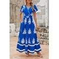 thumbnail image 3 of Vestido largo PRETTYGARDEN para mujer con cuello en V y estampado floral estilo bohemio con bolsillo, 3 of 9