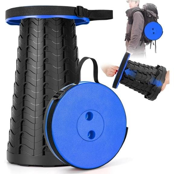 Collapsible Stool, Folding Chair - Upgraded Portable Chair with Load Capacity 400lbs, Portable Stool for Camping Fishing Hiking - Folding Stool with Carrying Straps,Gifts for Fisherman (Black)