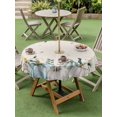 thumbnail image 3 of Outdoor Tablecloth with Umbrella Hole and Zipper, Thanksgiving Round Table Cloth 54 Inch Waterproof Tablecloth, Fall Blue White Pumpkin Leaves Vintage Picnic Table Cover for Patio Camping, 3 of 7