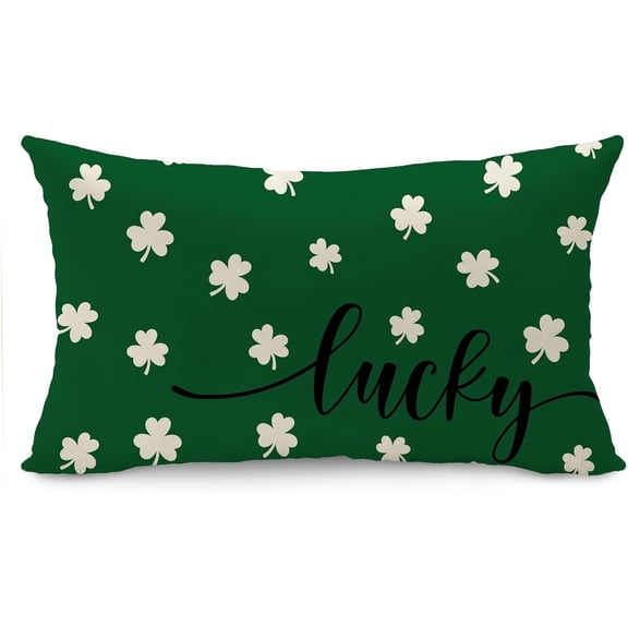 St Patricks Day Pillow Covers 12x20 Inch Happy St Patricks Day Lucky Green Clover Decor Throw Pillows Covers St Patricks Day Pillow Covers Decor Couch Living Room 52A