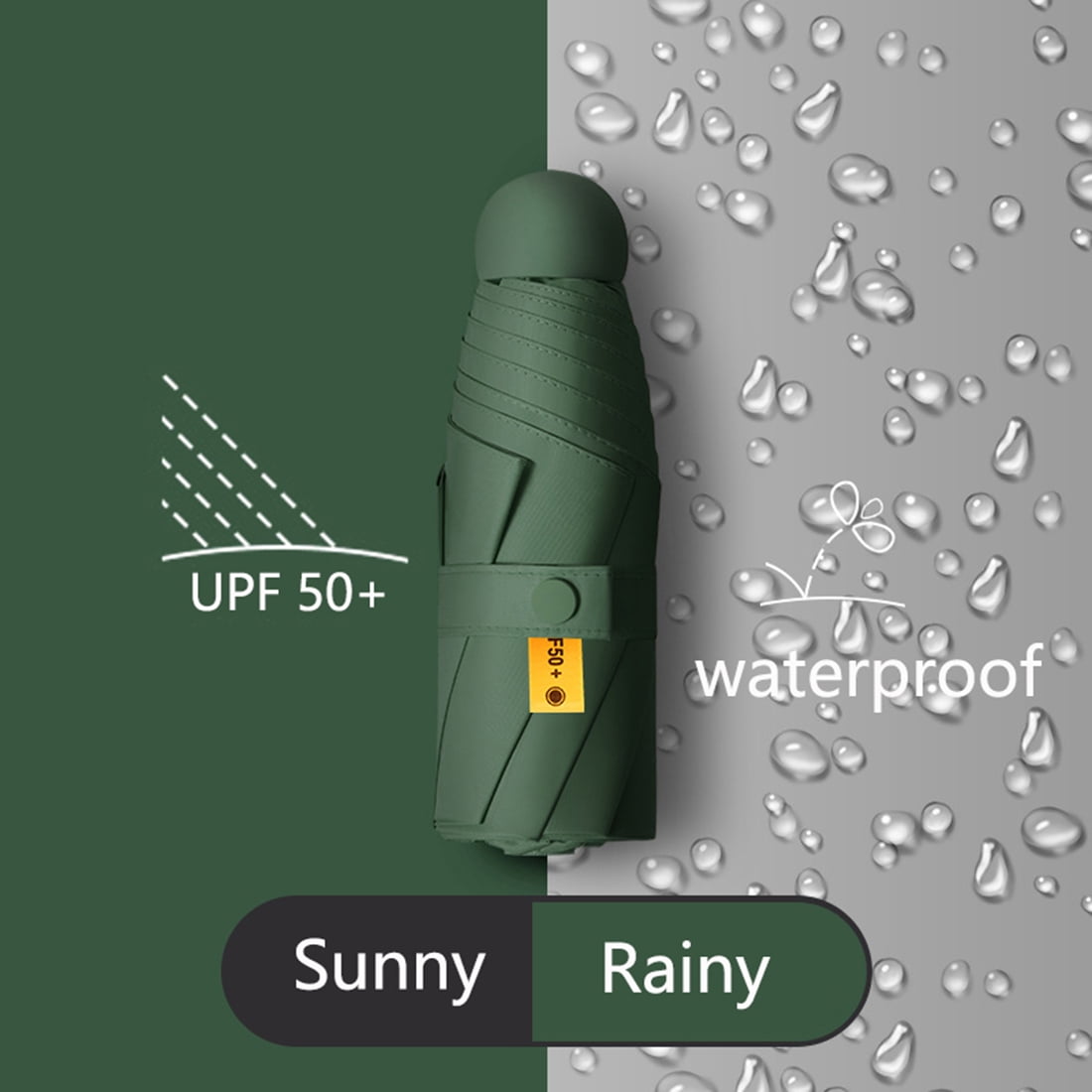 Mini Capsule Umbrella Parasol Anti-UV Black Coating Pocket Umbrella for Sun and Rain Outdoor Travel Parasol Black 6 Ribs