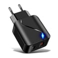 thumbnail image 1 of Cargador de teléfono PD18W QC3.0 Adaptador de carga rápida USB Enchufe de la UE Cabezal de carga portátil de plástico, Negro Speravity EL004931-01, 1 of 2