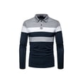 thumbnail image 1 of Wangsaura Men?s Shirt, Long Sleeve Turn-down Collar Contrast Color Striped Fall Tops, 1 of 9