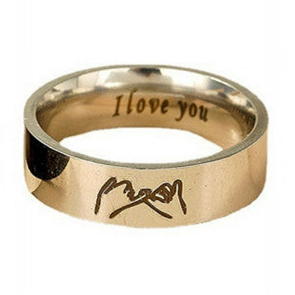 Fashion Casual Stainless Steel I Love You Letter Rings, Silver or Black, Featuring Letters Design