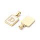 thumbnail image 2 of Ion Plating(IP) 304 Stainless Steel Pave Shell Pendants Rectangle Charm Real 18K Gold Plated Letter D 17.5x12x1.5mm Hole: 3x5mm, 2 of 3