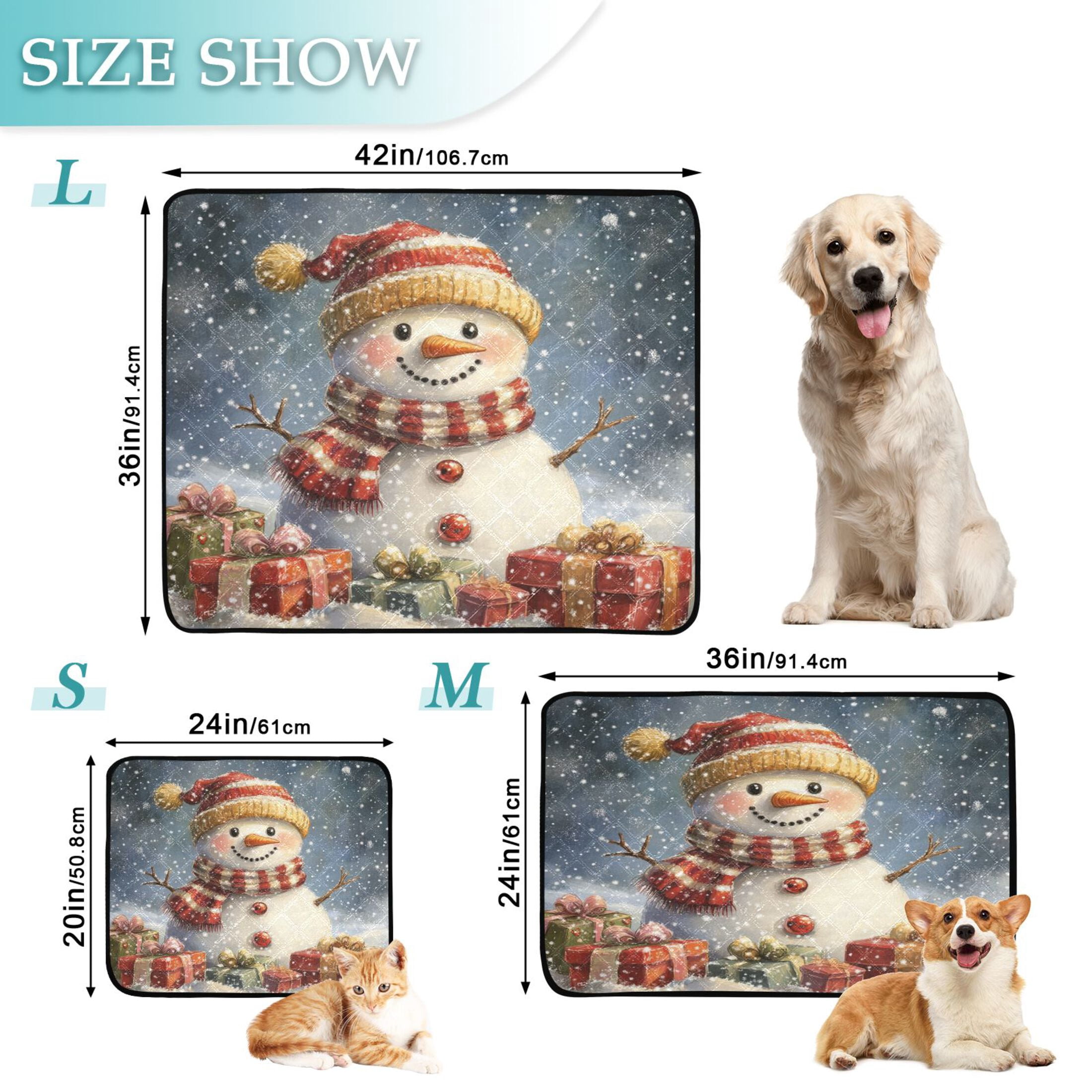 Qxltty Snowman Gift Cat litter Pads Pet Set of 3 Diaper Mats Center Anti-leakage Layer Absorbent Soft and Comfortable