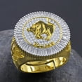 thumbnail image 2 of Mens 14K Yellow Gold Finish Baguette/Round Cut Simulated Diamond Zodiac Sign Taurus Bull Astrology Ring Band, 2 of 6