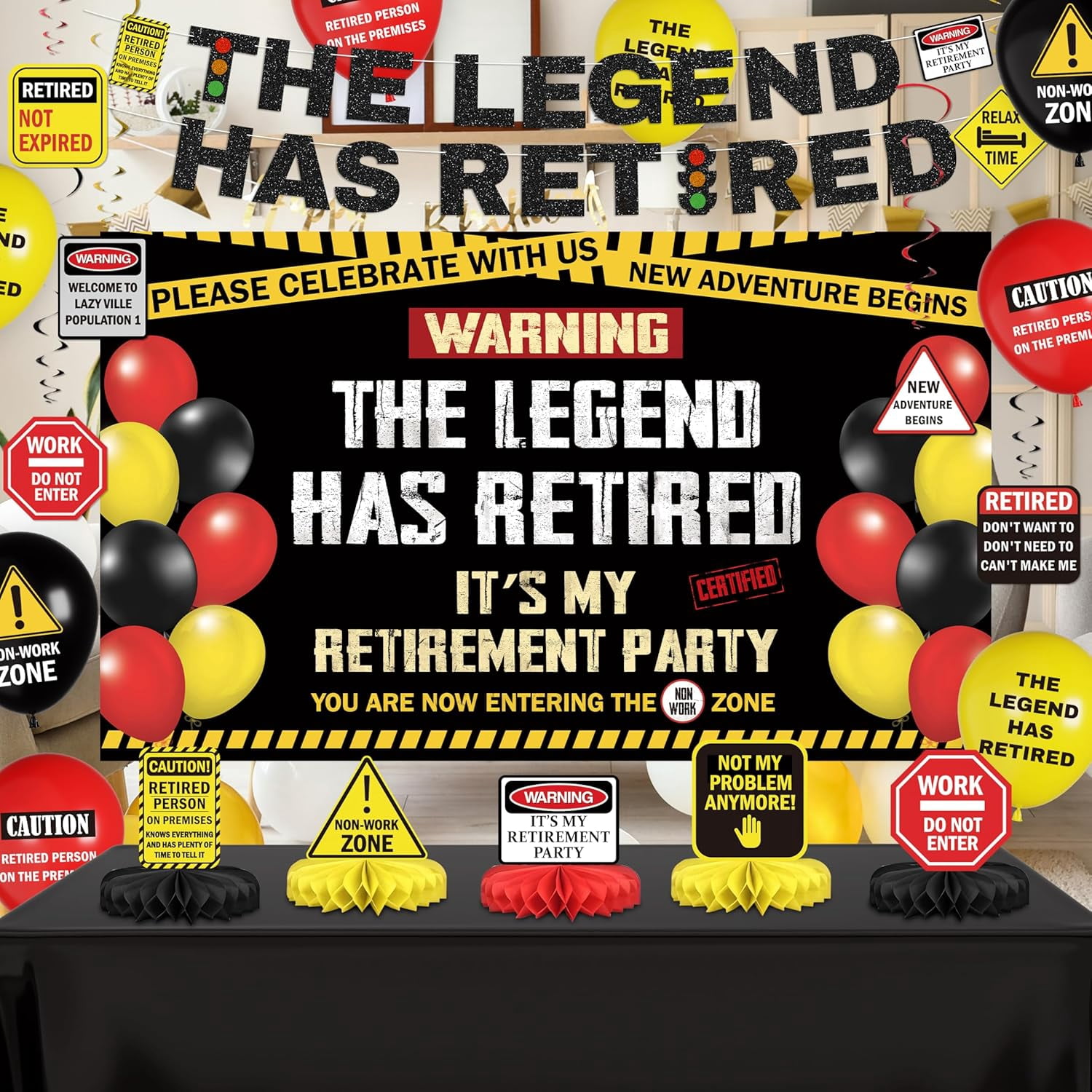 We Will Miss You Deko We Will Miss You Party-Deko-Set – Schwarz-Gold, Abschiedsbanner & Luftballons Für Ruhestand & Jobwechsel