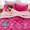 thumbnail image 6 of Sasttie 7 Pieces King Comforter Set, Reversible Bed in a Bag, All Season Bedding Set with Comforter, Flat Sheet, Fitted Sheet, Pillowcases & Shams, Hot Pink & Baby Pink, 6 of 10