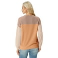 thumbnail image 6 of JWD Women's Top Fashionable Color Blocked Long Sleeved Round Neck Knitted Casual Loose Pullover Shirt Warm Shirt Top PJ-Camel Apricot Yellow L, 6 of 8