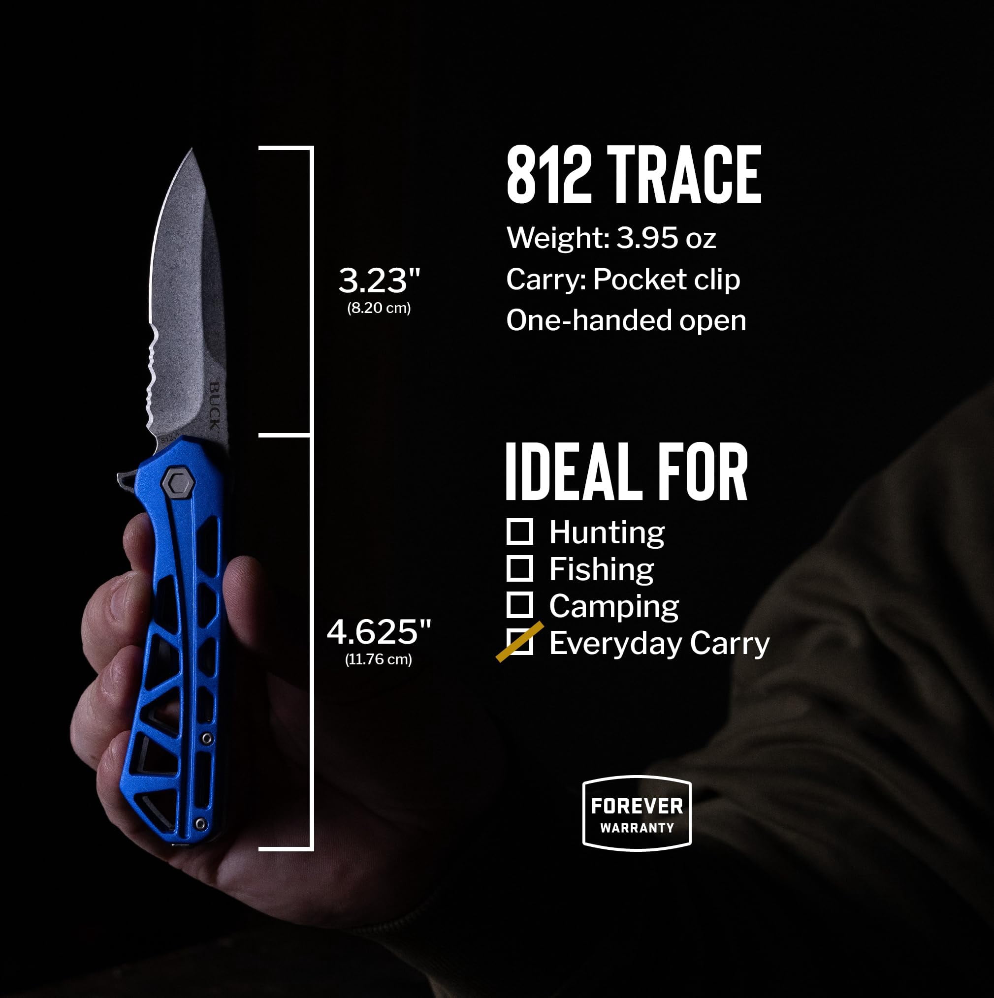 Buck Knives 812 Trace Partially-Serrated Pocket Knife, Blue