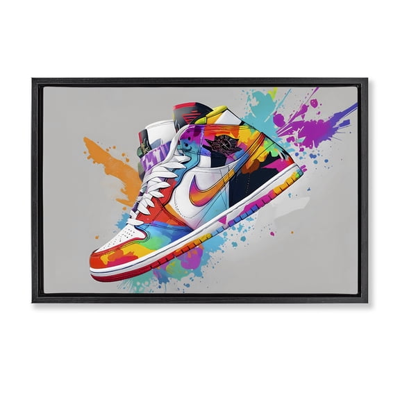 Stupell Industries Hightop Sneaker with Splatter Black Framed Floater Canvas Wall Art, design by Creative Studio
