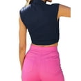 thumbnail image 3 of xiaxaixu Women's Mock Neck Tank Tops Basic Sleeveless Solid Color Ruched Crop Tops Slim Fit Summer Shirts, 3 of 9