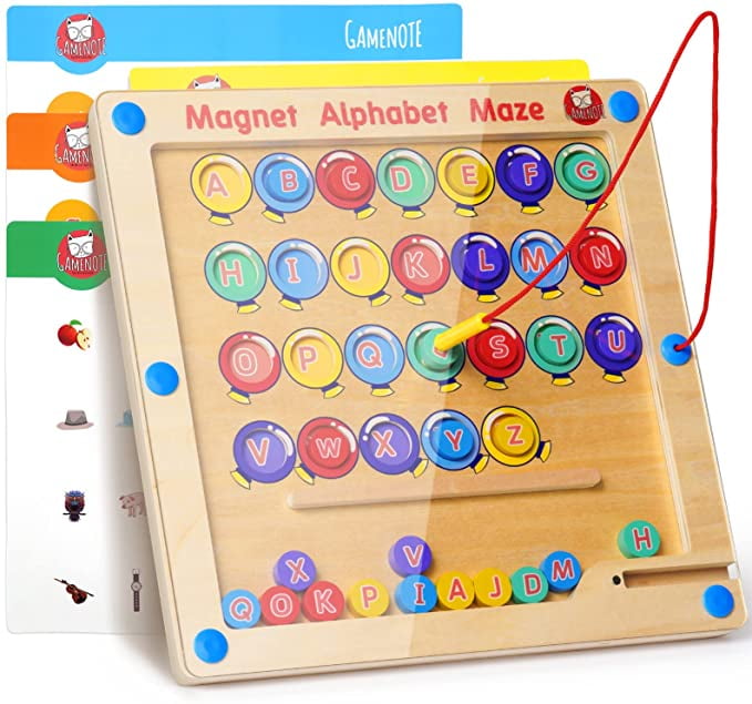 MAGNETIC Wooden ALPHABET BOOK Raised MATCHING Puzzle PRESCHOOL Toy LEARN LETTERS 