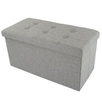 Lavish Home 30-Inch Folding Storage Ottoman, Tufted Footrest, Linen Chest, or Bench with Removable Bin, Gray