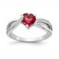 thumbnail image 6 of Auriga Fine Jewelry 925 Sterling Silver Heart Shaped Created Ruby and Diamond Ring Size 9 for Women, 6 of 6