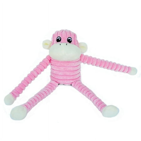 UPC: 0855736003487 | ZippyPaws – Spencer The Crinkle Monkey Dog Toy Squeaker and Crinkle Plush Toy – Pink Small