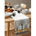 thumbnail image 3 of Table Runners 60 Inches Long Dress Scarves, Pumpkins Thanksgiving Farmhouse Kitchen/Dining Table Runner, Small Coffee Tablerunners, Fall Black White Plaid Leaves Retro 13x60 Inch, 3 of 7