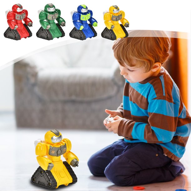 Coche de juguete robot giratorio Press Forward | Mecanismo Push and Go | Plástico ABS | Opciones coloridas: Amarillo, Azul, Rojo, Verde | 4.53x3.35x3.74in | Creador de habilidades de lógica educativa