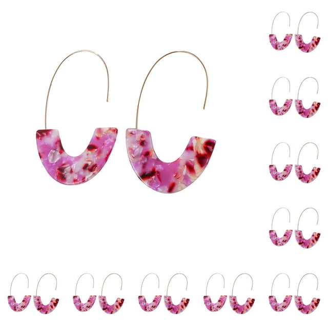 Pendientes en forma de U con estampado de leopardo Sonducket para chicas adolescentes morado claro