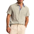 thumbnail image 6 of Yertdoel Men's Button Down Shirts Solid Color Short Sleeve Lapel Neck Shirt with Pocket Comfortable Breathable Hawaiian Beach Vacation Summer Outdoor Casual T-shirts, 6 of 7