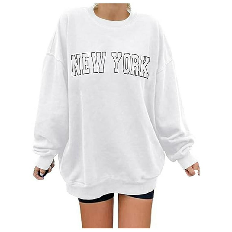 Women's Loose Letter NEW Work Print Hoodie Sports Long Sleeve Crew