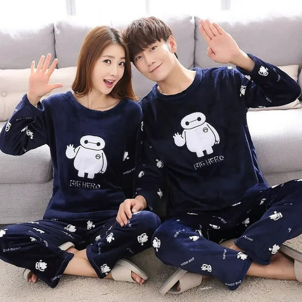 Pijamas de franela para hombre y mujer ropa de dormir gruesa calida de terciopelo Coral para el hogar talla grande 4XL para otono e invierno novedad 2 unidades por juego Walmart