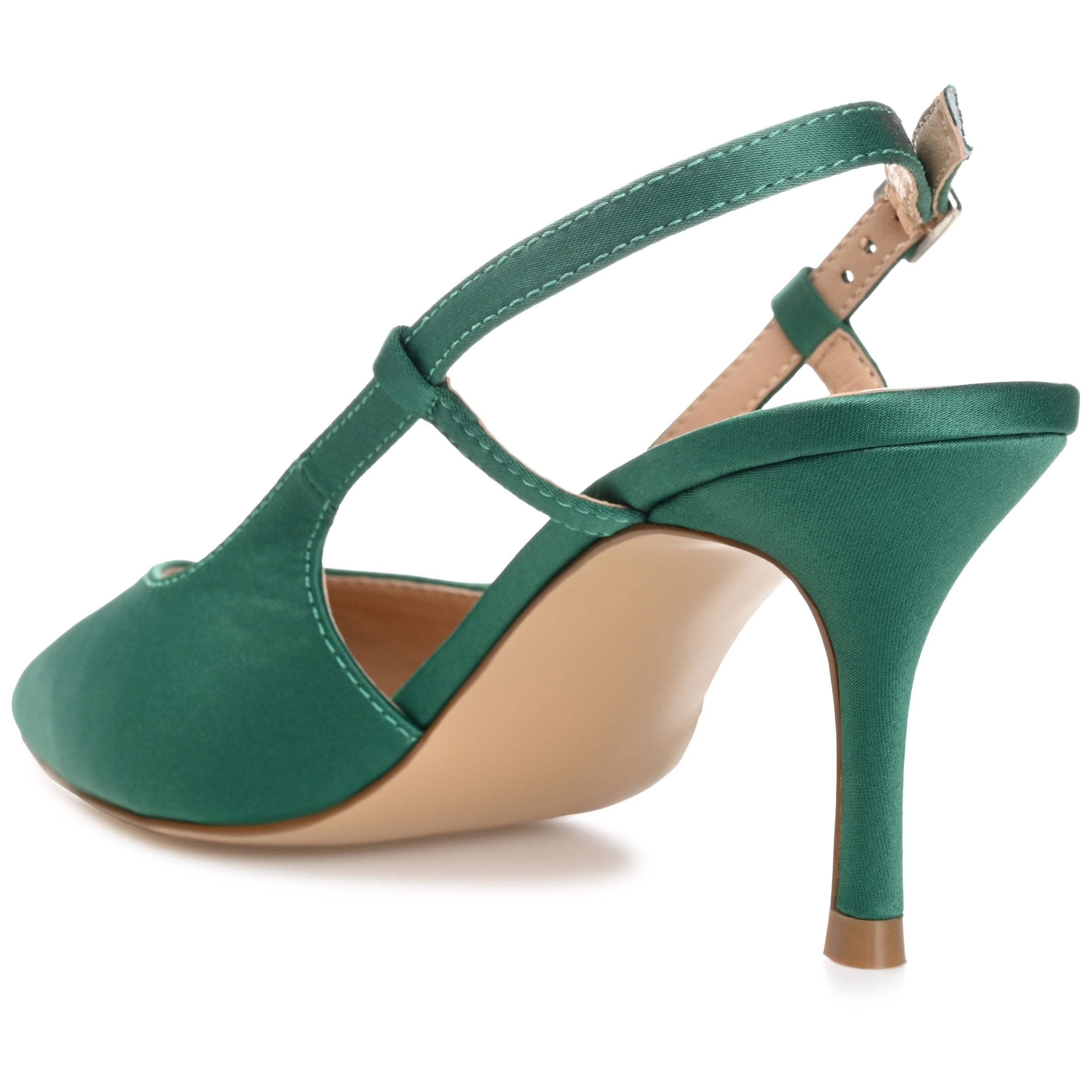 Journee Womens Knightly Sling Back Mid Stiletto Pointed Toe Pumps, Widths Available