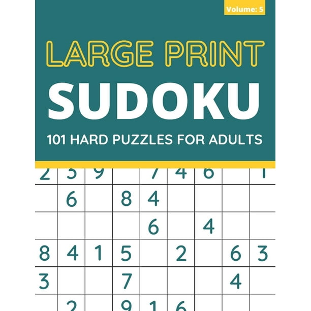 large print sudoku 101 hard sudoku puzzles for adults one puzzle per page volume 5 paperback large print walmart com